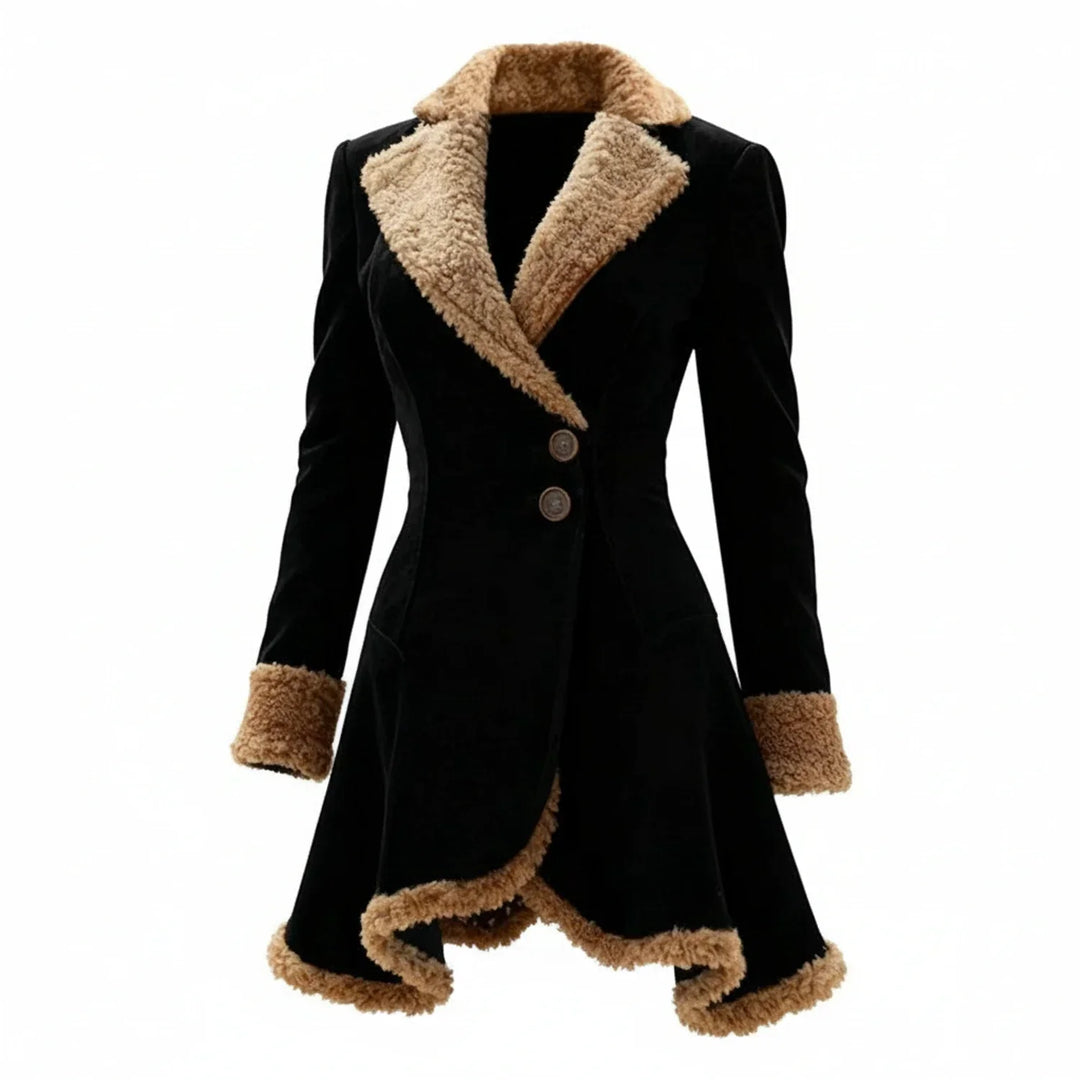 Marisol | Women's Fit-and-Flare Coat with Shearling Trim