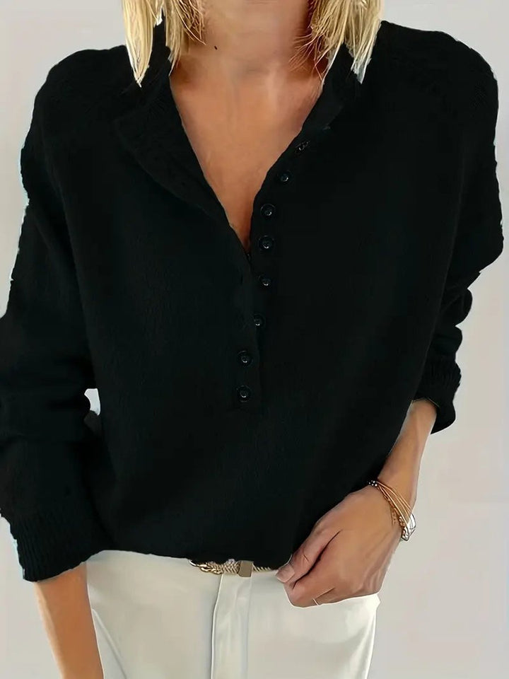 Guinevere | Women's Button Placket Henley V-Neck Sweater
