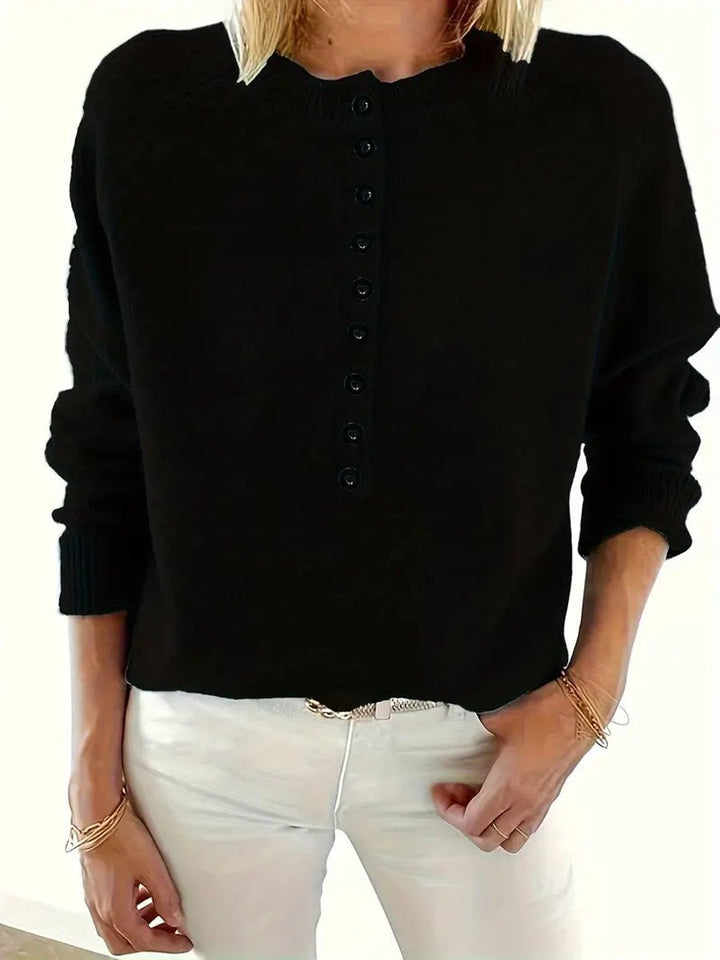 Guinevere | Women's Button Placket Henley V-Neck Sweater
