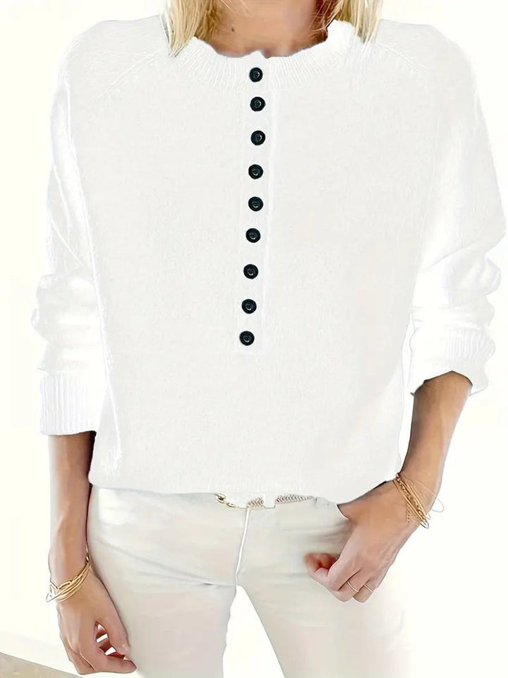Guinevere | Women's Button Placket Henley V-Neck Sweater