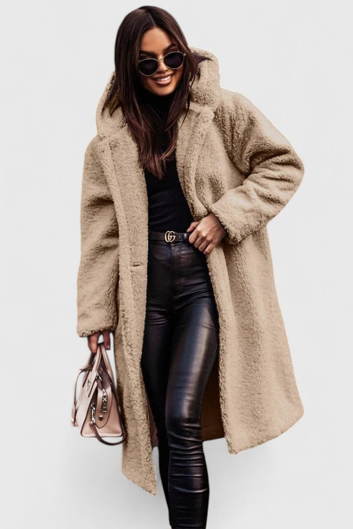 Josephine | Women's Plush Longline Teddy Coat with Hood