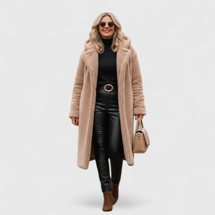 Josephine | Women's Plush Longline Teddy Coat with Hood