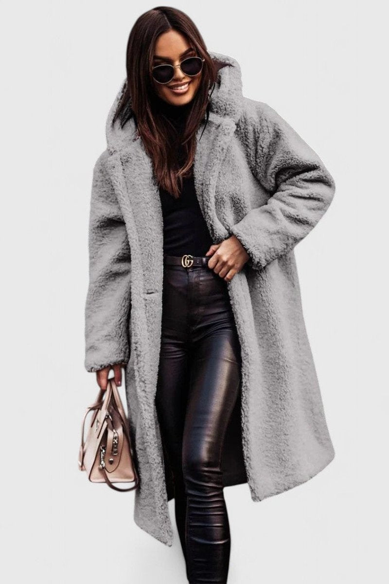 Josephine | Women's Plush Longline Teddy Coat with Hood