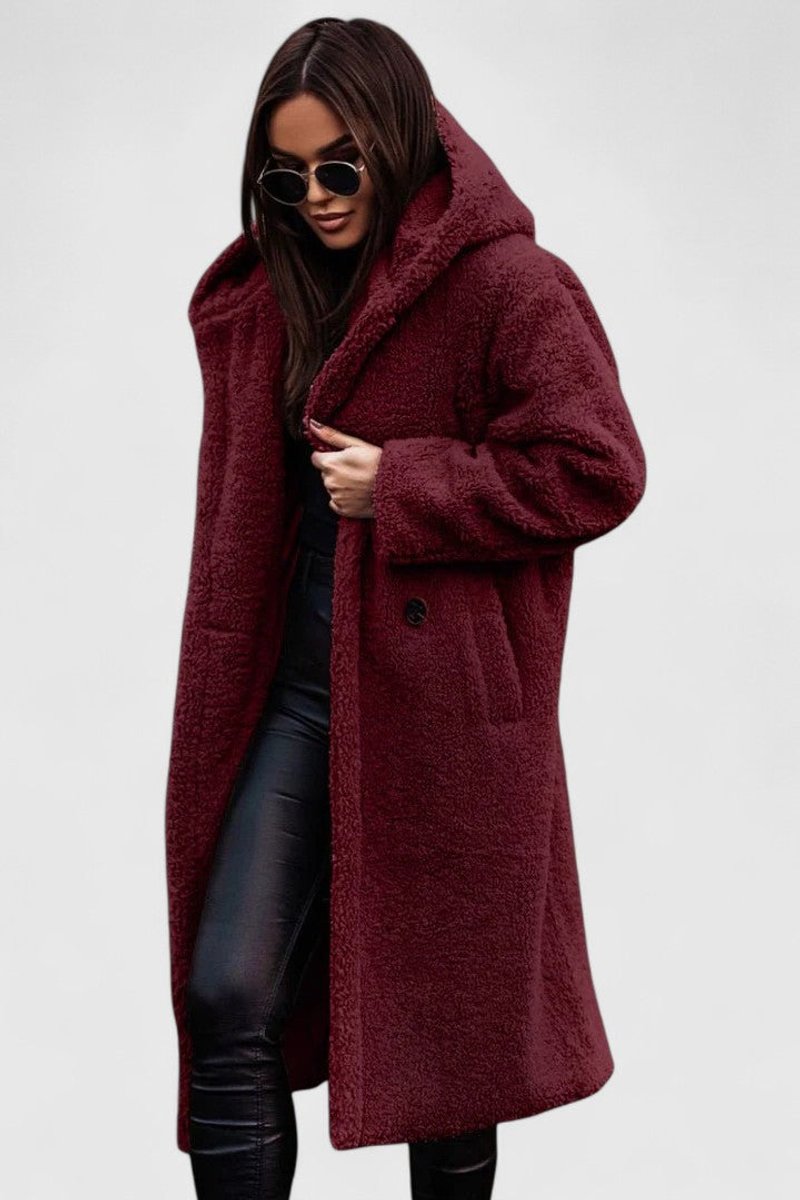 Josephine | Women's Plush Longline Teddy Coat with Hood