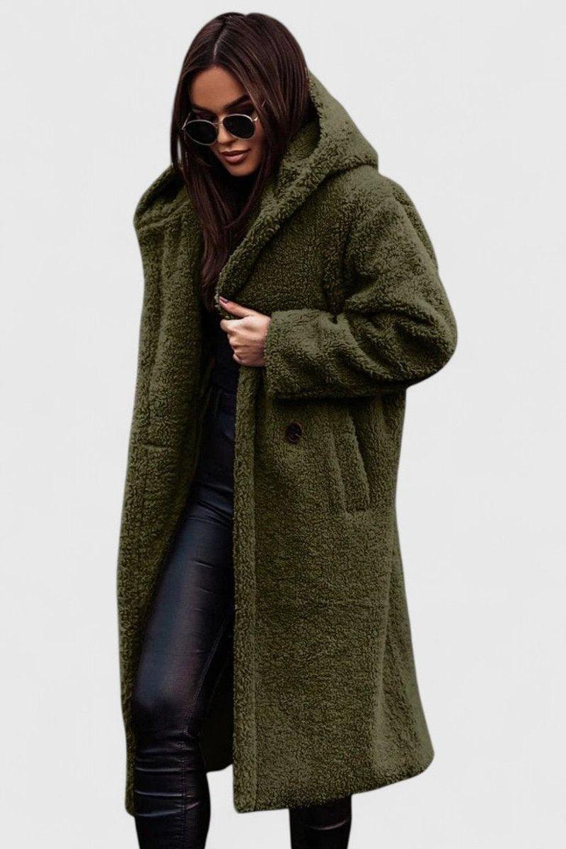 Josephine | Women's Plush Longline Teddy Coat with Hood