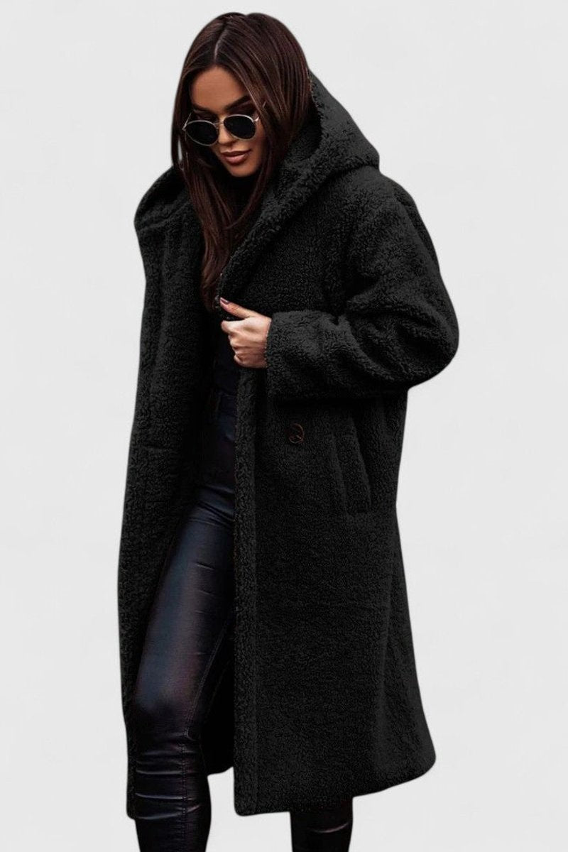 Josephine | Women's Plush Longline Teddy Coat with Hood