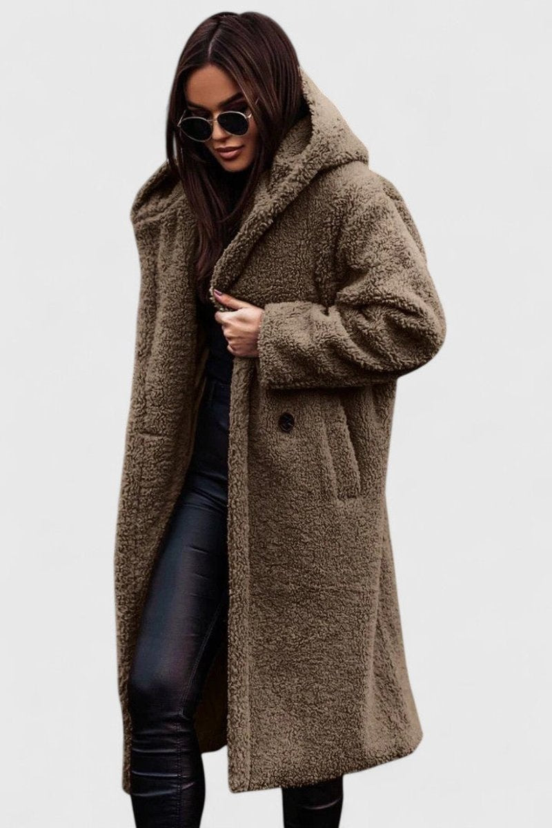Josephine | Women's Plush Longline Teddy Coat with Hood