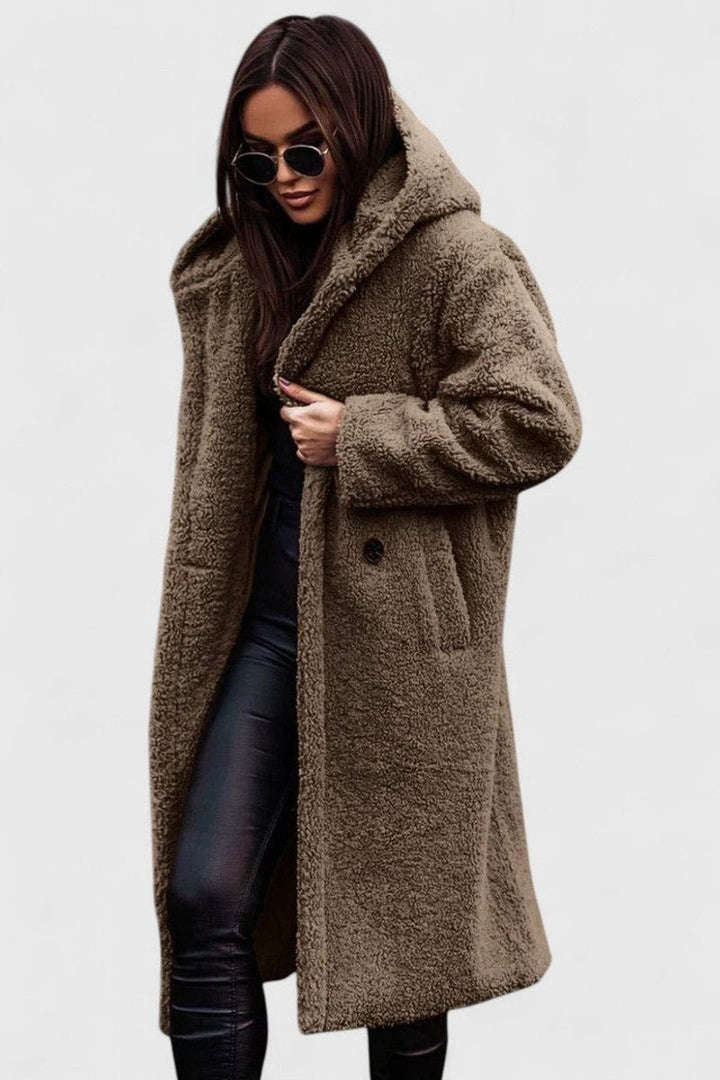 Josephine | Women's Plush Longline Teddy Coat with Hood