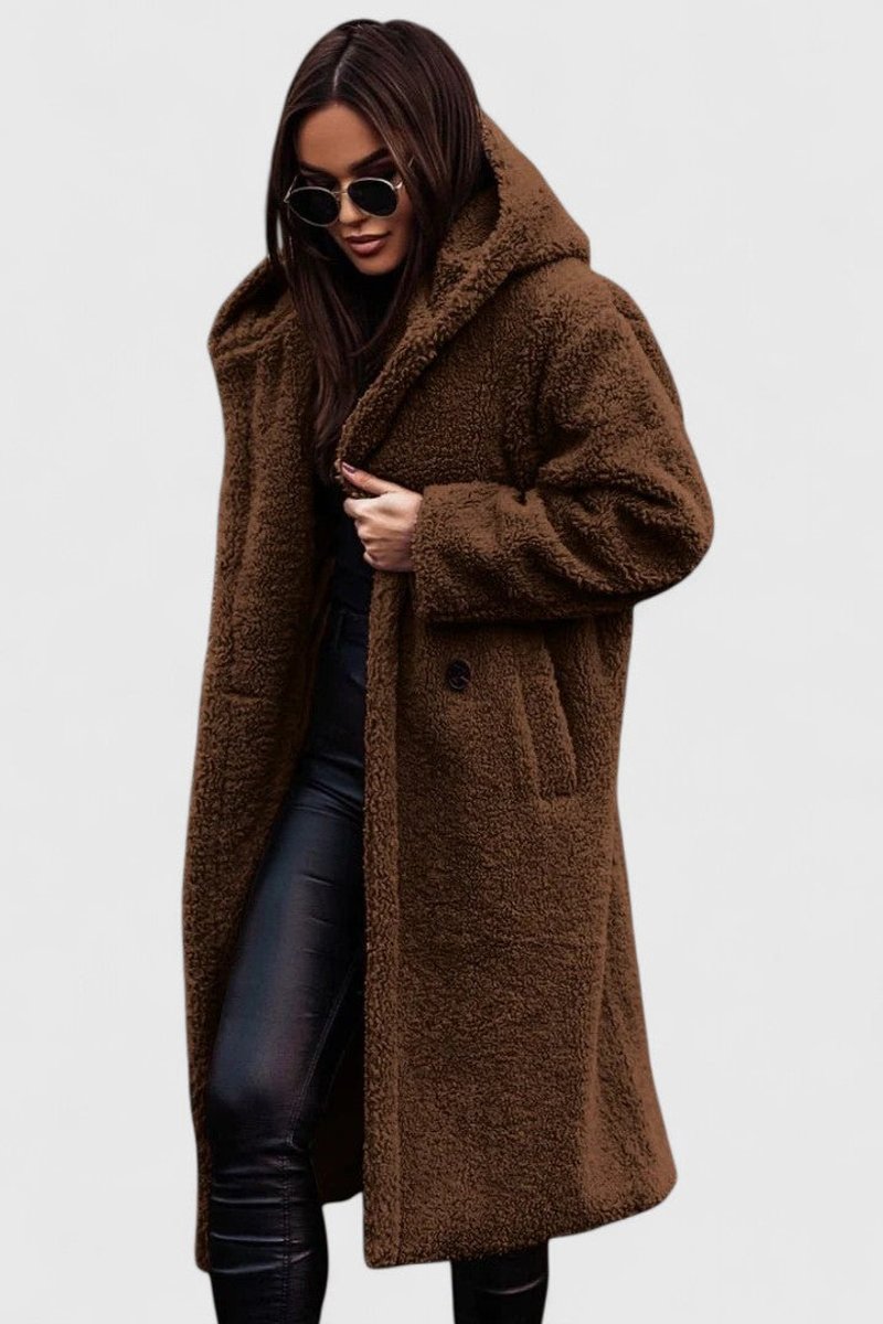 Josephine | Women's Plush Longline Teddy Coat with Hood