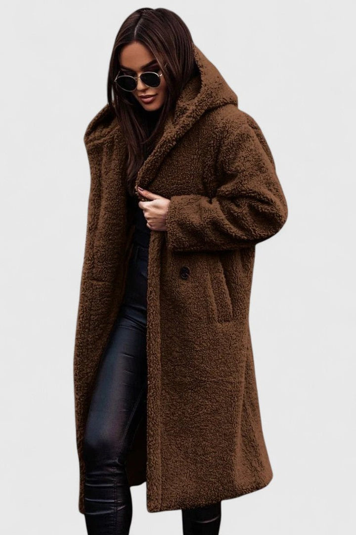 Josephine | Women's Plush Longline Teddy Coat with Hood