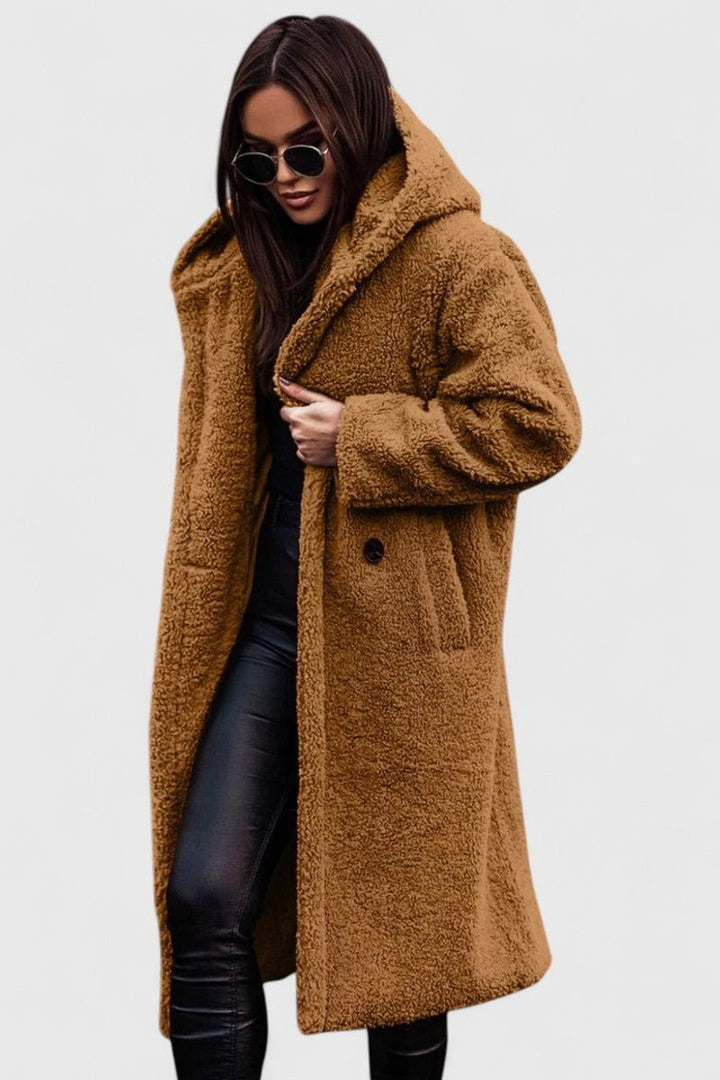 Josephine | Women's Plush Longline Teddy Coat with Hood