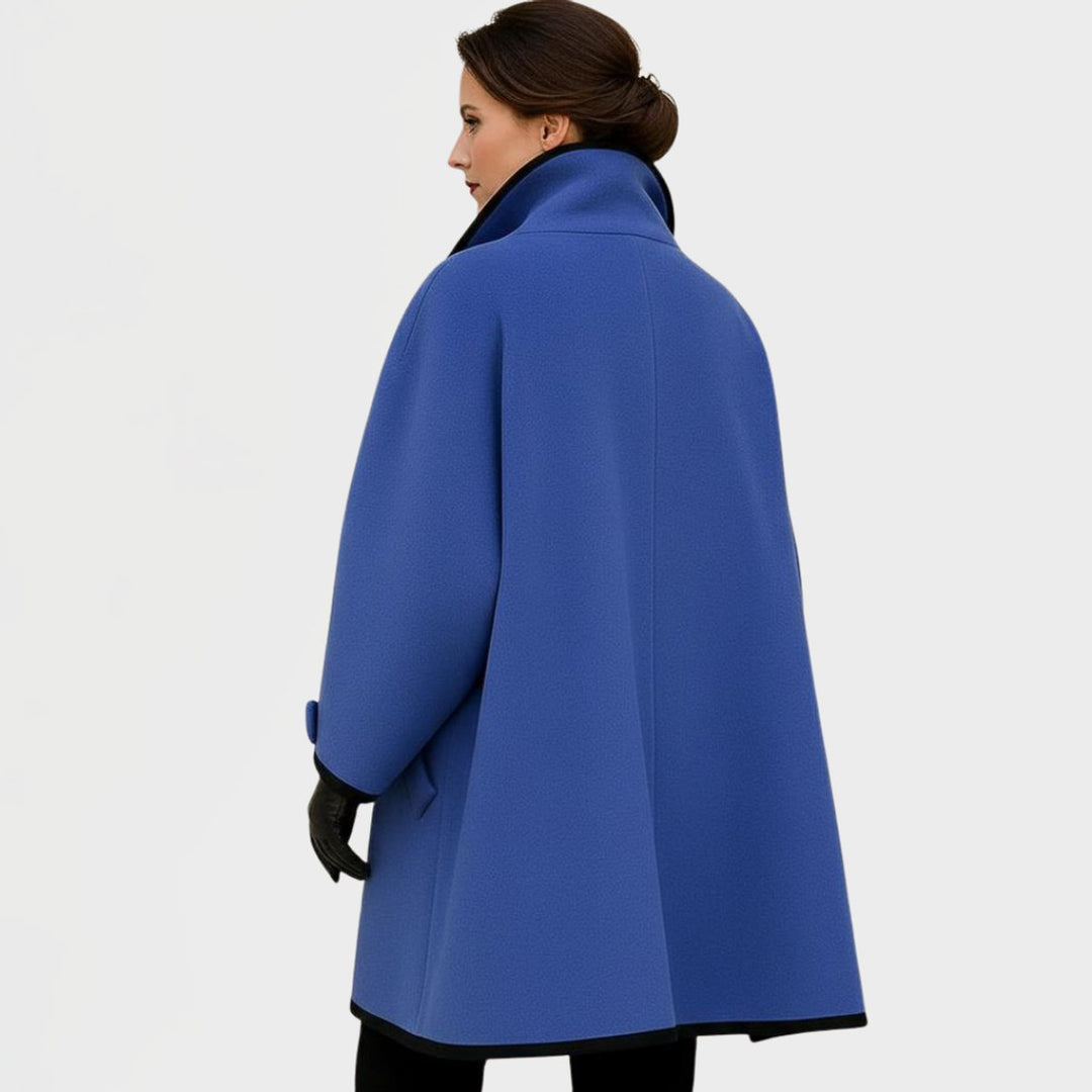 Rosalind | Women's Draped Shawl Collar Coat with Piped Trim