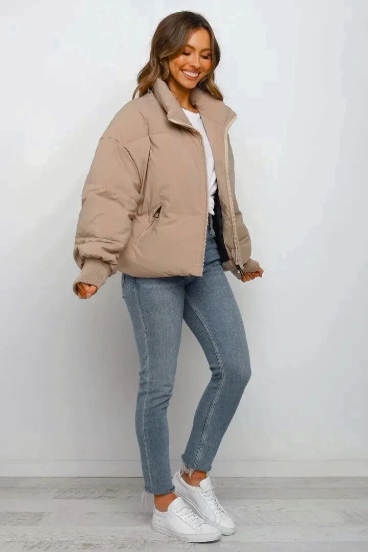Lavinia | Women's Cropped Puffer Jacket with Stand Collar