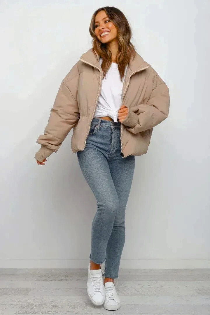 Lavinia | Women's Cropped Puffer Jacket with Stand Collar
