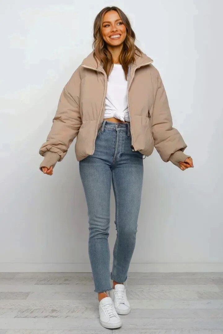 Lavinia | Women's Cropped Puffer Jacket with Stand Collar