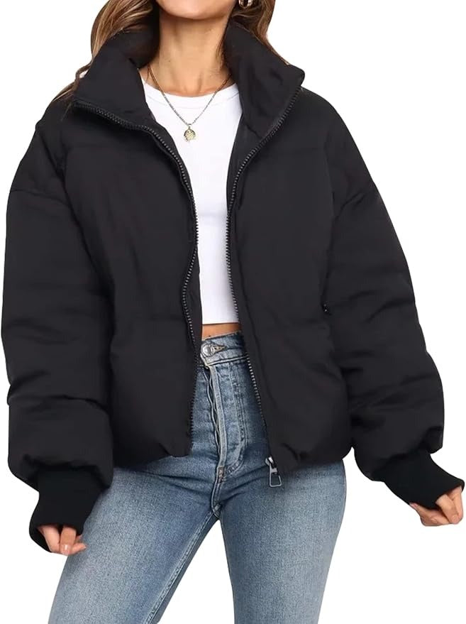Lavinia | Women's Cropped Puffer Jacket with Stand Collar