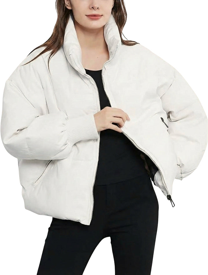 Lavinia | Women's Cropped Puffer Jacket with Stand Collar
