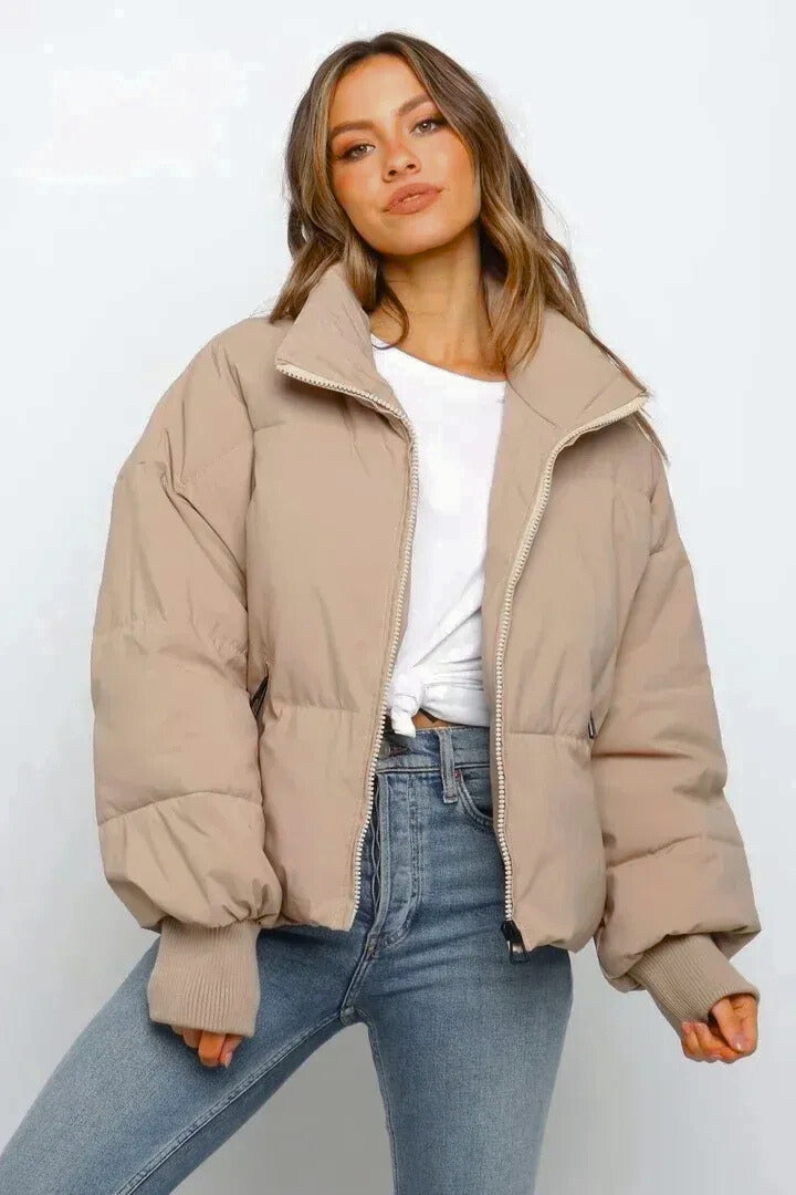Lavinia | Women's Cropped Puffer Jacket with Stand Collar