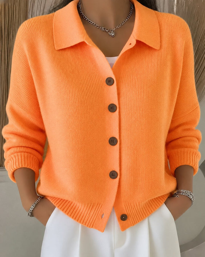 Isabeau | Women's Collared Button-Front Knit Cardigan