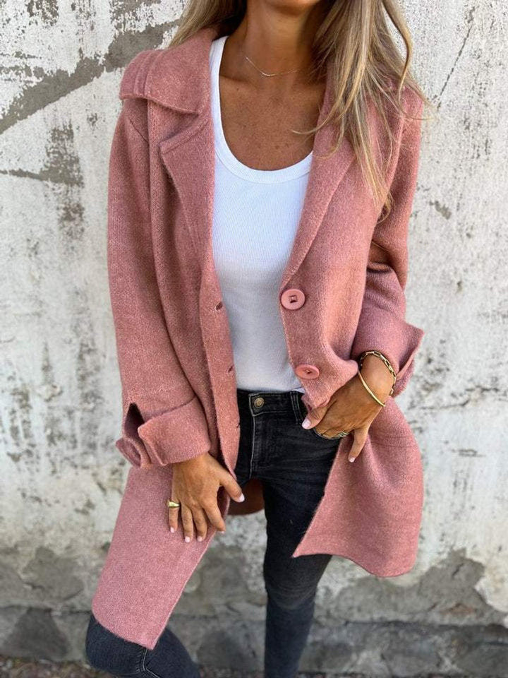 Odalys | Women's Heathered Longline Coat with Notch Lapel
