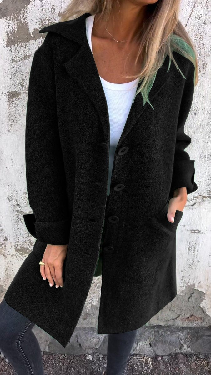 Odalys | Women's Heathered Longline Coat with Notch Lapel