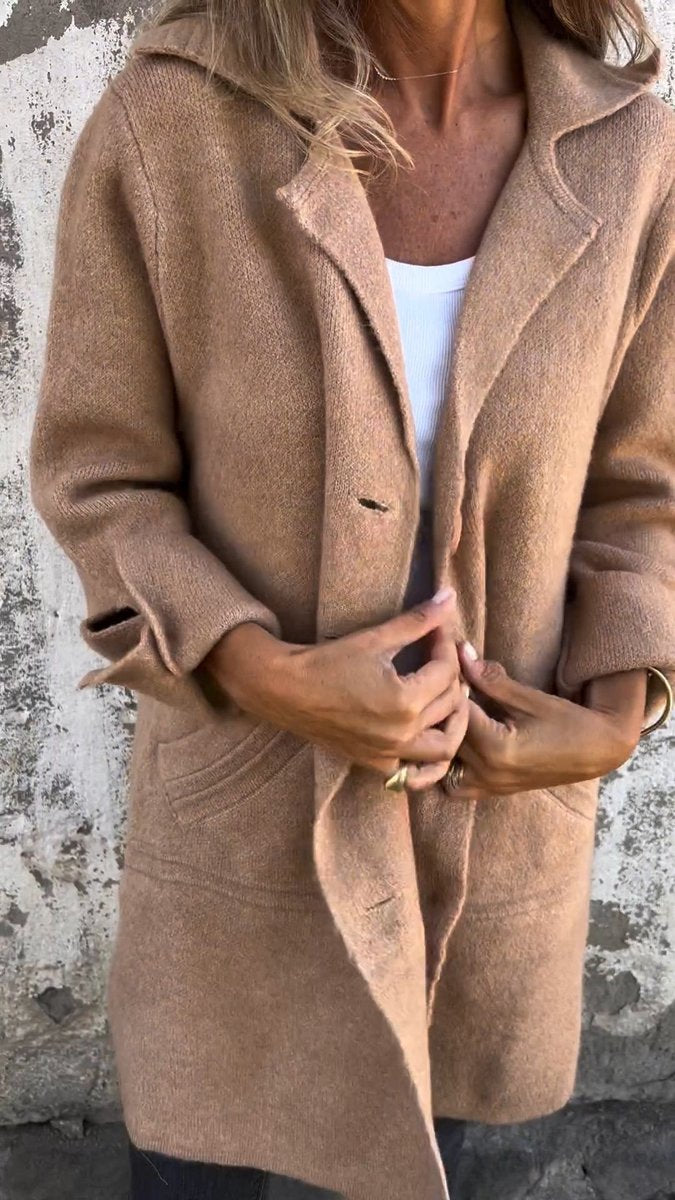 Odalys | Women's Heathered Longline Coat with Notch Lapel