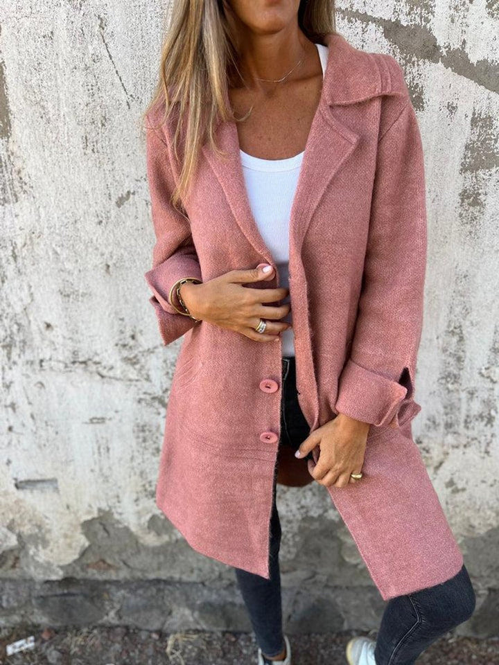 Odalys | Women's Heathered Longline Coat with Notch Lapel