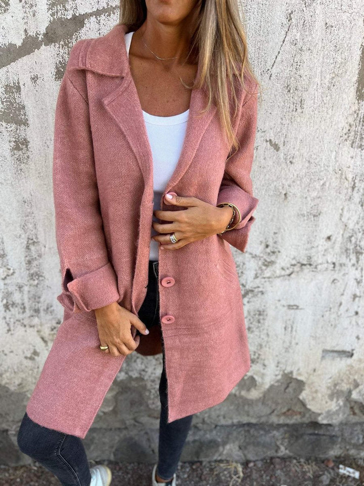 Odalys | Women's Heathered Longline Coat with Notch Lapel