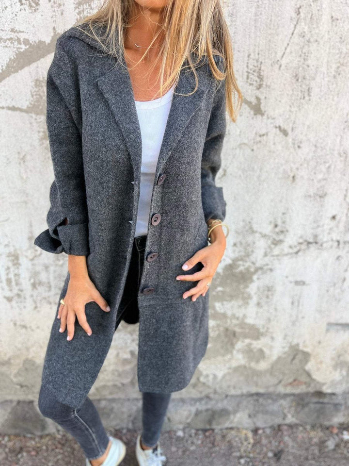 Odalys | Women's Heathered Longline Coat with Notch Lapel
