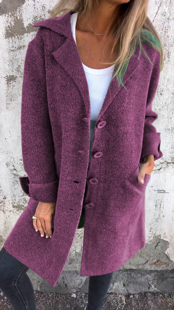 Odalys | Women's Heathered Longline Coat with Notch Lapel