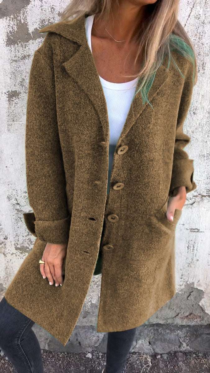 Odalys | Women's Heathered Longline Coat with Notch Lapel