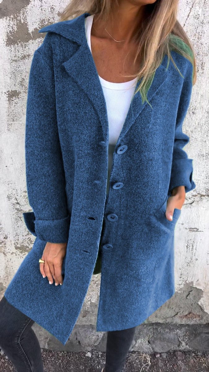 Odalys | Women's Heathered Longline Coat with Notch Lapel