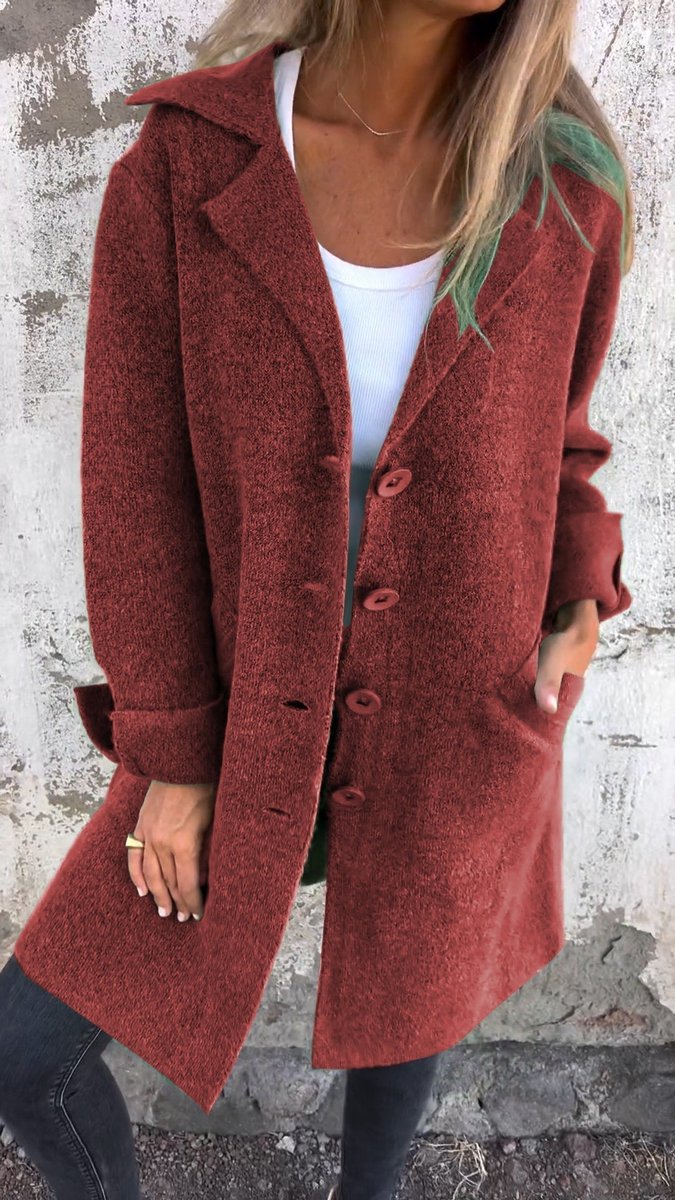 Odalys | Women's Heathered Longline Coat with Notch Lapel