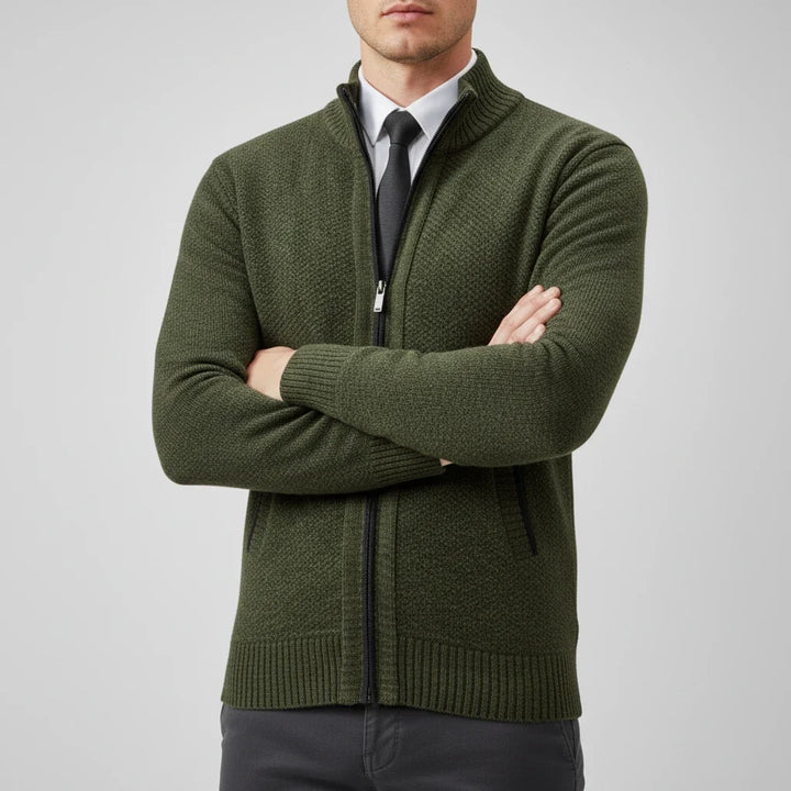 Nathaniel | Men's Cotton Zip-Up Funnel Neck Sweater