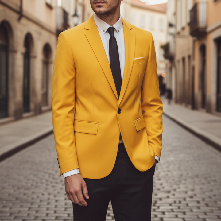 Pocket Square Notch Lapel Single Button Slim Fit Blazer