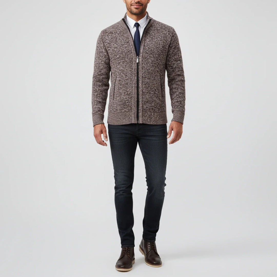 Nathaniel | Men's Cotton Zip-Up Funnel Neck Sweater