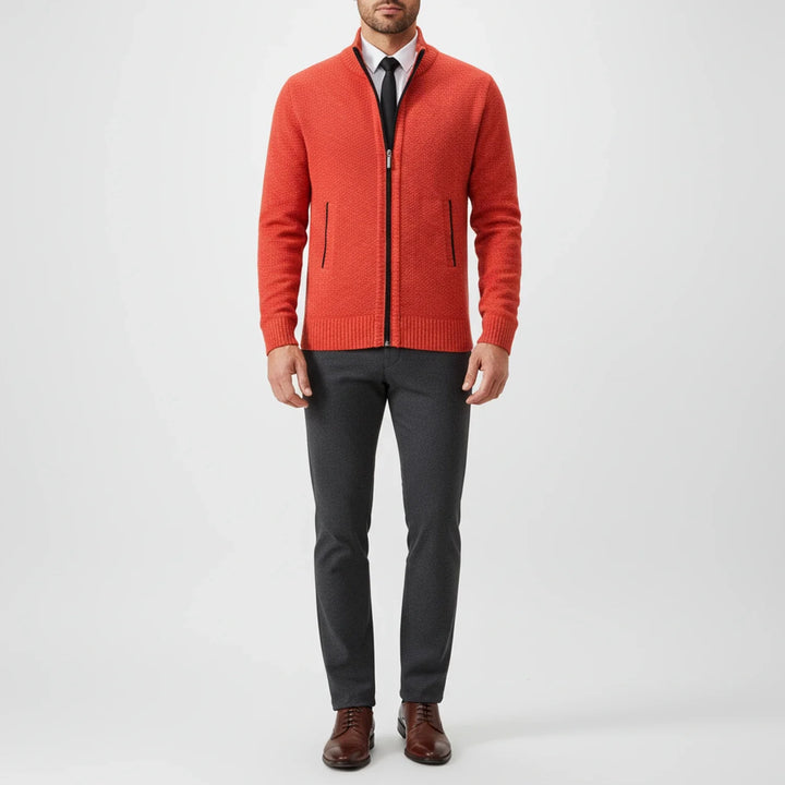 Nathaniel | Men's Cotton Zip-Up Funnel Neck Sweater
