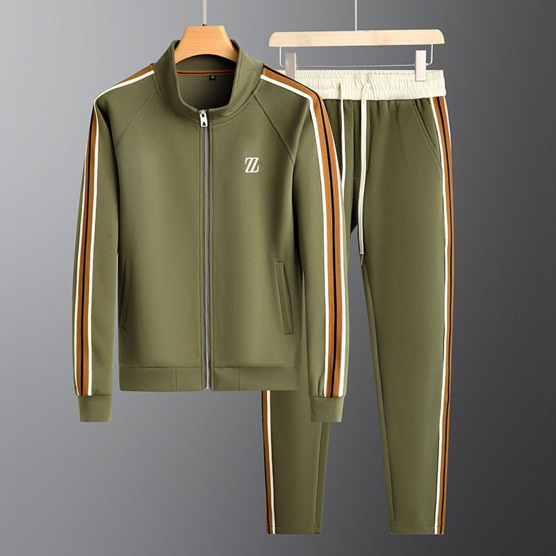 Contrast Stripe Half Zip Emblem Patch Casual Tracksuit