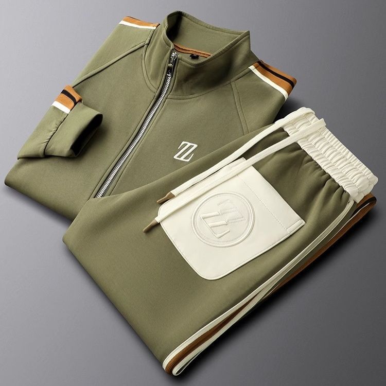 Contrast Stripe Half Zip Emblem Patch Casual Tracksuit