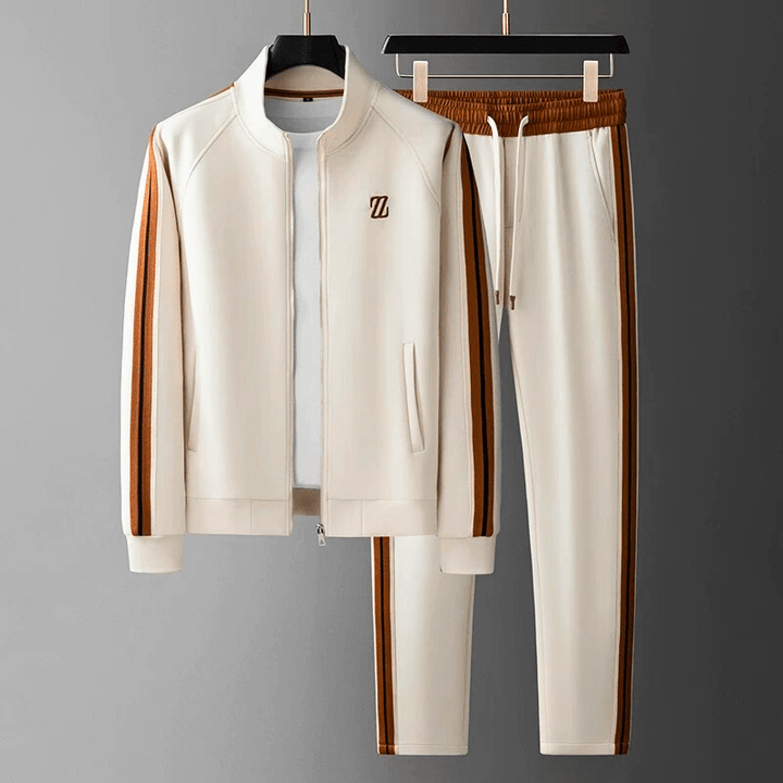 Contrast Stripe Half Zip Emblem Patch Casual Tracksuit