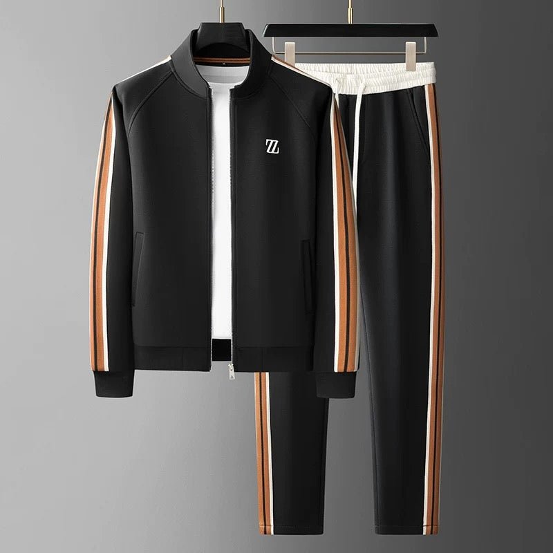 Contrast Stripe Half Zip Emblem Patch Casual Tracksuit