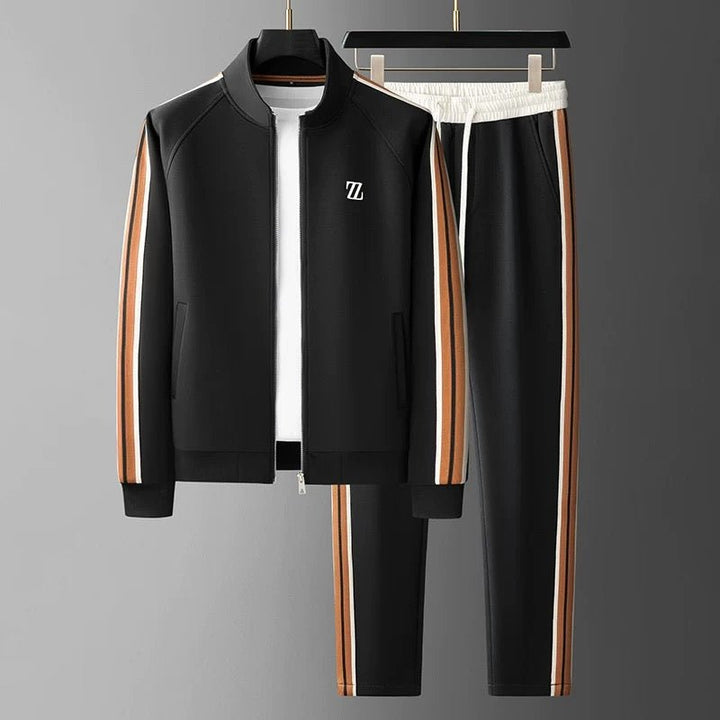 Contrast Stripe Half Zip Emblem Patch Casual Tracksuit