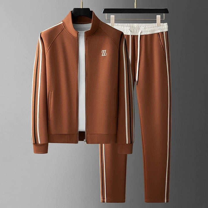 Contrast Stripe Half Zip Emblem Patch Casual Tracksuit