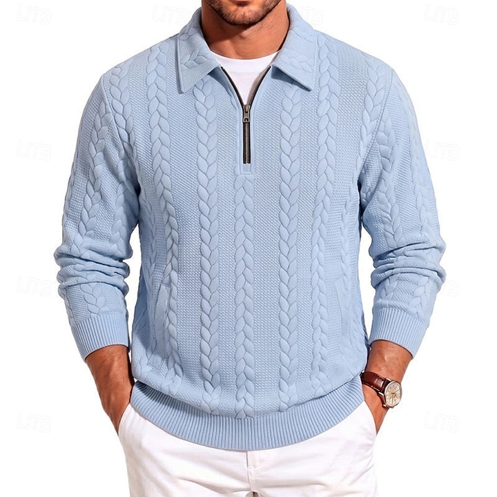 Chase | Men's Cable Knit Quarter-Zip Polo Sweater