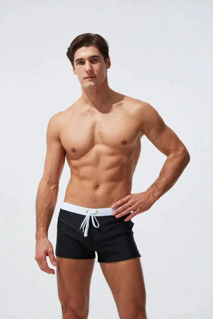 Drawstring Low Rise Fitted Swim Trunk