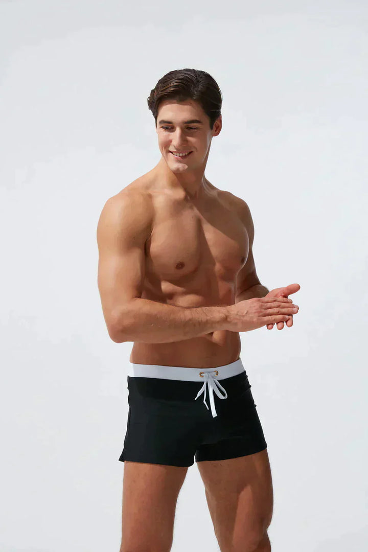 Drawstring Low Rise Fitted Swim Trunk