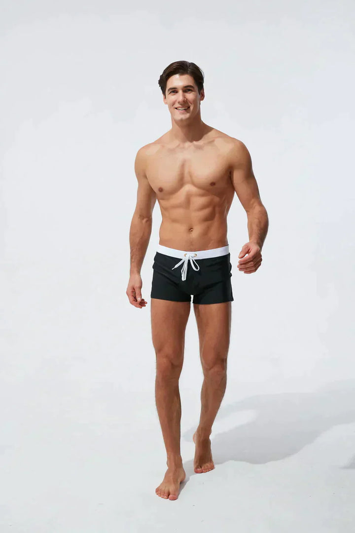 Drawstring Low Rise Fitted Swim Trunk