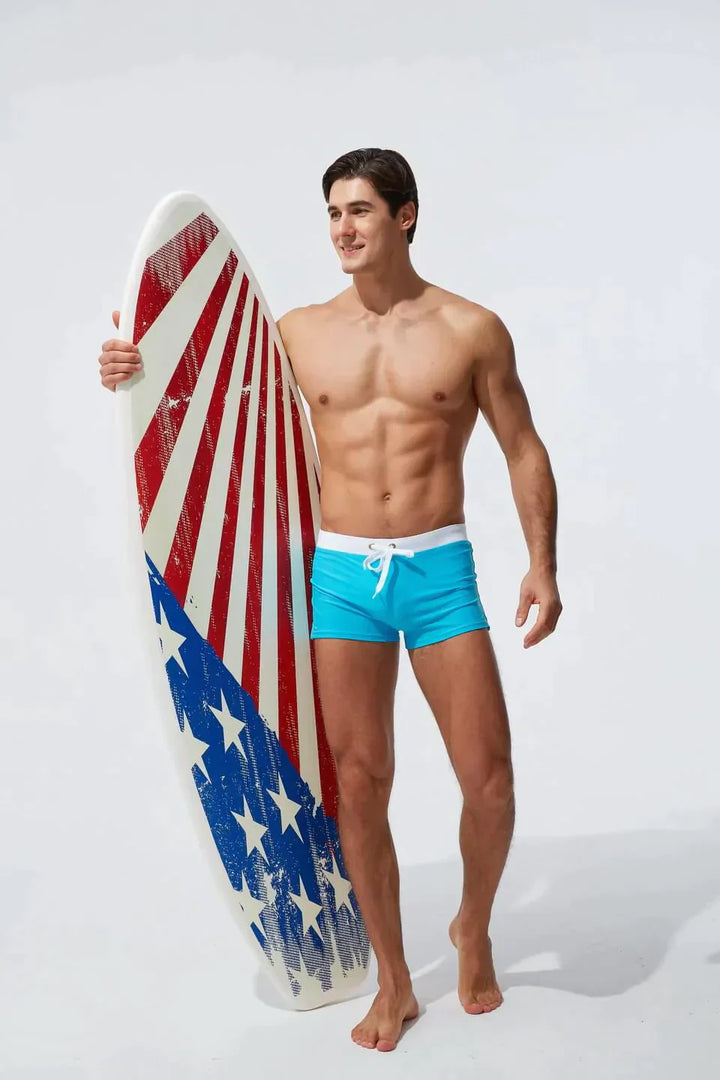 Drawstring Low Rise Fitted Swim Trunk