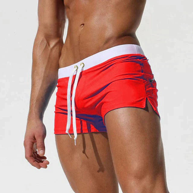 Drawstring Low Rise Fitted Swim Trunk