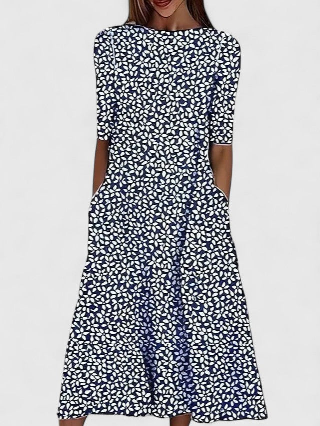 Floral Midi Dress Casual Summer A Line Sundress